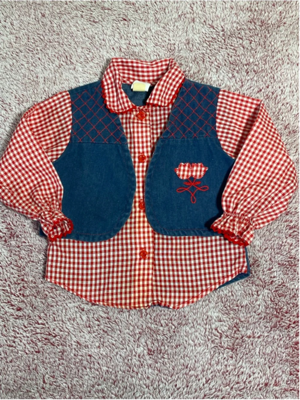 Vintage Carter’s Button Down western style gingham Shirt 2T